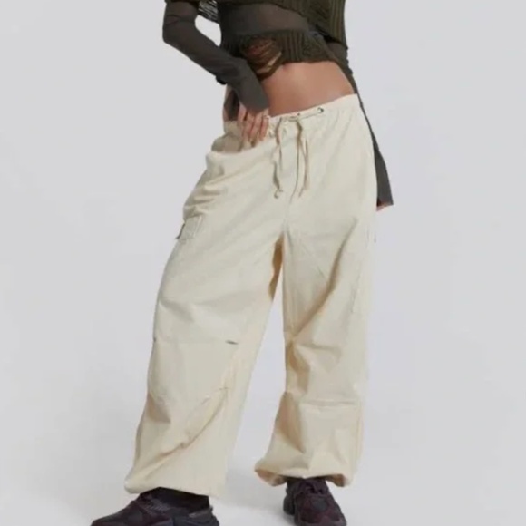 Jaded London Parachute Cargo Pants Sage Green Medium - Picture 2 of 7